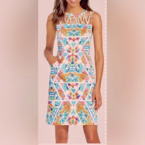 Adrianna Papell Tropical Floral Caged
Sheath Mini Dress - Picture 1 of 7